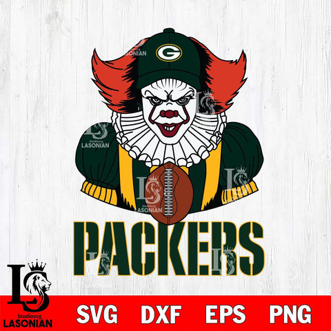 Green Bay Packers Pennywise Horror Sport 9 Svg Eps Dxf Png File, NFL svg, Digital Download, Instant Download