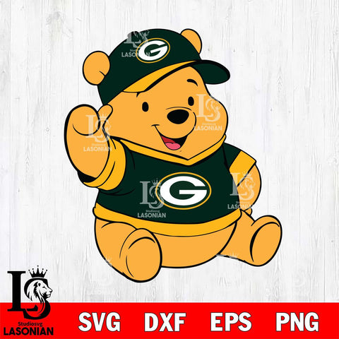 Green Bay Packers Pooh Bear Svg Eps Dxf Png File, Digital Download, Instant Download