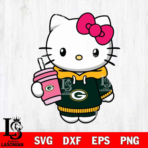 Green Bay Packers Pretty Hello Kitty Svg Eps Dxf Png File, Digital Download, Instant Download