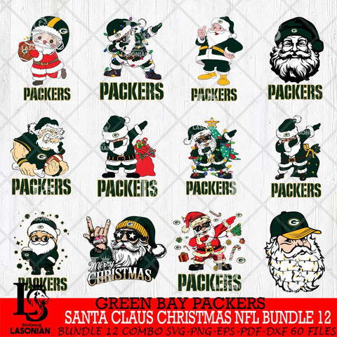 Green Bay Packers Satan Claus Christmas NFL Bundle 12 Svg Eps Dxf Png File,NFL Svg Files,Digital Download,Sublimation,Instant Download