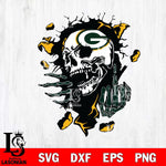 Green Bay Packers Savage Skull SVG
