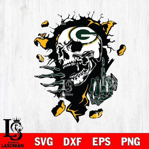 Green Bay Packers Savage Skull SVG