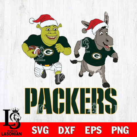 Green Bay Packers Shrek and Donkey Football Cricut,Christmas SVG DXF EPS PNG FILE, Digital Download,Instant Download, Silhouette