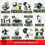 Green Bay Packers Snoopy NFL Bundle 12 SVG Eps Dxf Png File, NFL svg, Digital Download, Instant Download