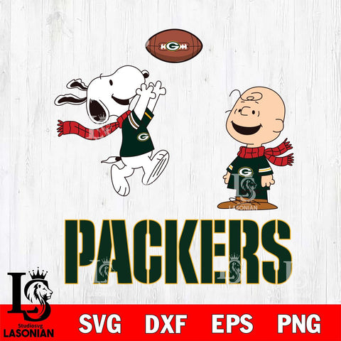Green Bay Packers Snoopy & Charlie Brown Football Cricut,Christmas SVG DXF EPS PNG FILE, Digital Download,Instant Download, Silhouette