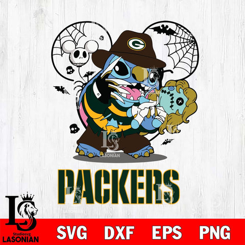 Green Bay Packers Stitch Freddy Krueger Halloween Svg Eps Dxf Png File, Digital Download, Instant Download