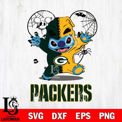 Green Bay Packers Stitch Horror Halloween 2 Svg Eps Dxf Png File, Digital Download, Instant Download