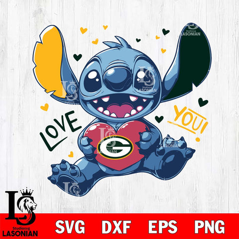 Green Bay Packers Stitch Love Svg Eps Dxf Png File, Digital Download, Instant Download