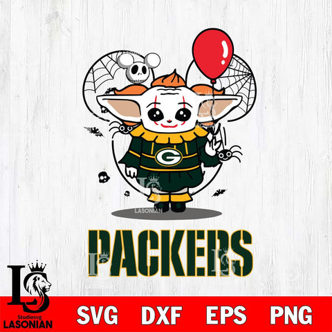 Green Bay Packers Stitch Pennywise Halloween Svg Eps Dxf Png File, Digital Download, Instant Download