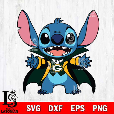 Green Bay Packers Stitch Vampire Football halloween Svg Eps Dxf Png File, NFL svg, Digital Download, Instant Download