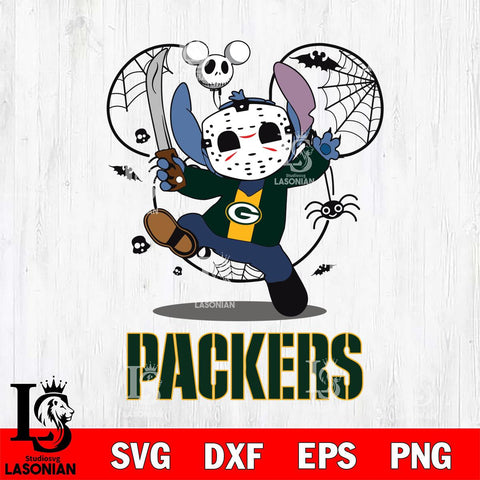 Green Bay Packers Stitch jason voorhees Halloween Svg Eps Dxf Png File, Digital Download, Instant Download