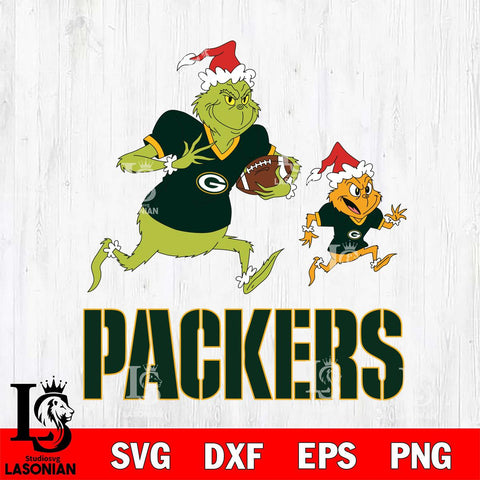 Green Bay Packers The Grinch & Max Football Cricut,Christmas SVG DXF EPS PNG FILE, Digital Download,Instant Download, Silhouette