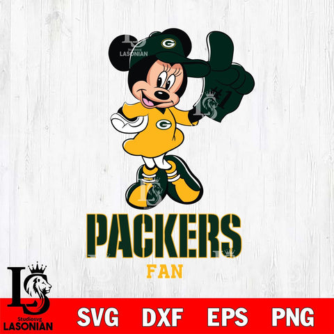 Green Bay Packers #1 Fan Minnie Mouse Svg Eps Dxf Png File, Digital Download, Instant Download