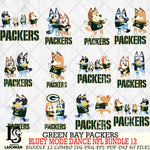 Green Bay Packers  Bluey Dance NFL Bundle 12 SVG Eps Dxf Png File, Digital Download, Instant Download