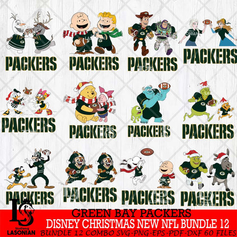 Green Bay Packers  Disney Christmas New NFL Bundle 12 Cricut,Christmas SVG DXF EPS PNG FILE, NFL Digital Download,Instant Download, Silhouette