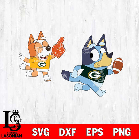 Green Bay Packers bluey football 2 Svg Eps Dxf Png File, Digital Download, Instant Download
