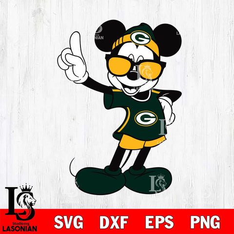 Green Bay Packers mickey christmas 5 Svg Eps Dxf Png File, Digital Download, Instant Download