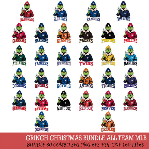 Grinch Christmas MLB ALL TEAM Cut Files Cricut, Svg Dxf Eps Png file , Silhouette