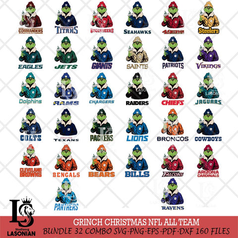 Grinch Bougie Christmas NFL ALL TEAM (2) Svg Eps Dxf Png File,Cricut svg files, Digital Download, Instant Download