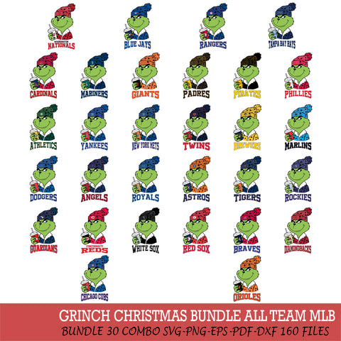 Grinch Cofffe Christmas MLB ALL TEAM Cut Files Cricut, Svg Dxf Eps Png file , Silhouette