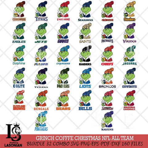 Grinch Cofffe Christmas NFL ALL TEAM Svg Eps Dxf Png File,Cricut svg files, Digital Download, Instant Download