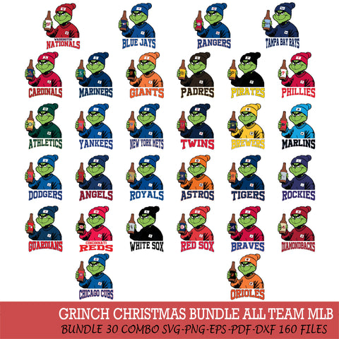 Grinch Drinking Beer Christmas MLB ALL TEAM Cut Files Cricut, Svg Dxf Eps Png file , Silhouette