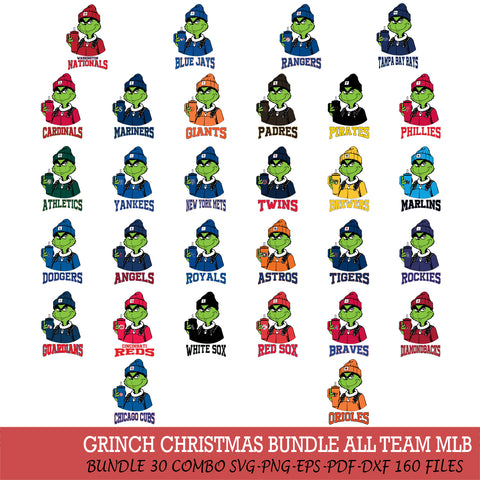 Grinch Football Christmas MLB ALL TEAM Cut Files Cricut, Svg Dxf Eps Png file , Silhouette