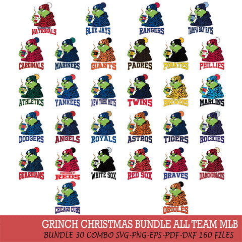 Grinch Leopard Christmas MLB ALL TEAM Cut Files Cricut, Svg Dxf Eps Png file , Silhouette
