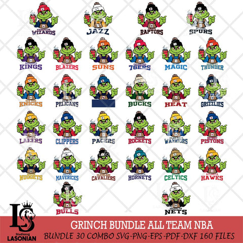 Grinch with coffee NBA ALL TEAM Svg Eps Dxf Png File, Digital Download, Instant Download