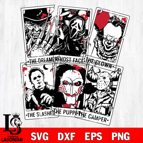 Horror bundle svg, Horror Characters Tarot Card SVG, Horror friends  PNG SVG DXF EPS PNG FILE, Digital Download, Instant Download