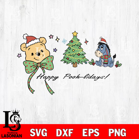 Happy Pooh liday SVG DXF EPS PNG FILE,Christmas SVG, Disney Digital Download,Instant Download, Silhouette