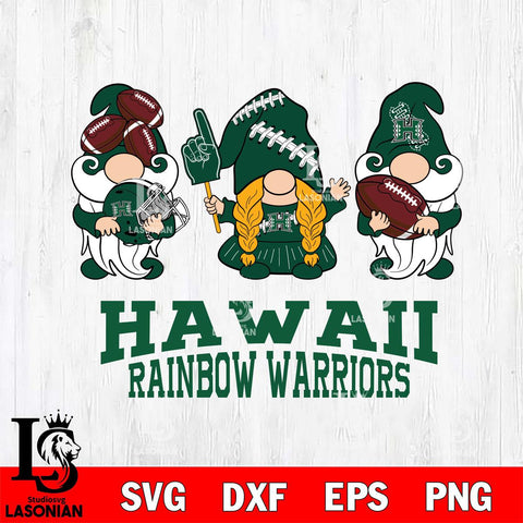 Hawaii Rainbow Warriors 3 Gnomes Football Svg Eps Dxf Png File, Digital Download, Instant Download