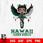 Hawaii Rainbow Warriors Anglel Black Fan Girl Betty Boop, Svg Eps Dxf Png File, Digital Download