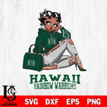 Hawaii Rainbow Warriors Awesome Black Fan Girl Betty Boop, Svg Eps Dxf Png File, Digital Download