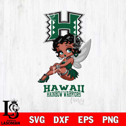 Hawaii Rainbow Warriors Beauty Black Fairy Betty Boop, Svg Eps Dxf Png File, Digital Download