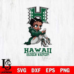 Hawaii Rainbow Warriors Beauty Black Fan Girl Football, Svg Eps Dxf Png File, Digital Download