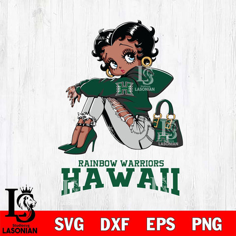 Hawaii Rainbow Warriors Betty Boop Black Fan Girl Svg Eps Dxf Png File, Digital Download, Instant Download
