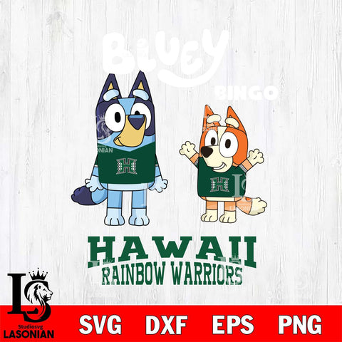 Hawaii Rainbow Warriors Bluey & Bingo 4 Svg Eps Dxf Png File, NCAA svg, Digital Download, Instant Download