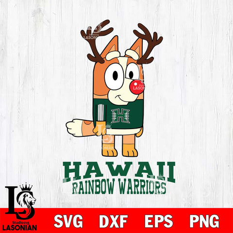 Hawaii Rainbow Warriors Bluey Chilli Christmas Deer Svg Eps Dxf Png File, Digital Download