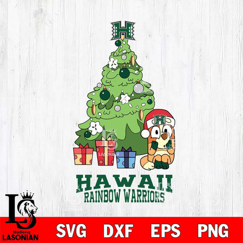 Hawaii Rainbow Warriors Bluey Chilli Christmas Tree Svg Eps Dxf Png File, Digital Download
