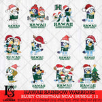 Hawaii Rainbow Warriors Bluey Christmas NCAA Bundle 12 Cricut File Cut Files , Bluey Cricut , Christmas Svg , Bluey svg , Digital Download, dxf eps png pdf file