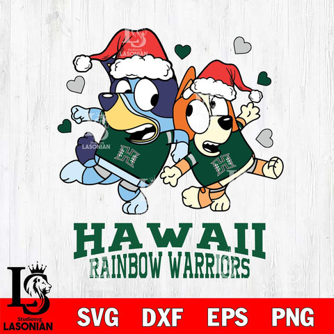 Hawaii Rainbow Warriors Bluey Christmas NFL Svg Eps Dxf Png File, Digital Download