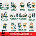 Hawaii Rainbow Warriors Bluey Dace Mode NCAA Bundle 12 SVG Eps Dxf Png File, Digital Download, Instant Download