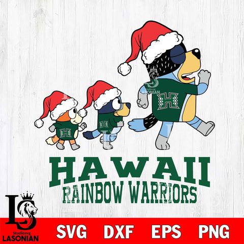 Hawaii Rainbow Warriors Bluey Family Christmas Svg Eps Dxf Png File, Digital Download