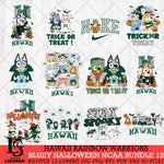 Hawaii Rainbow Warriors Bluey Halloween NCAA 12 SVG Eps Dxf Png File, Bundle NCAA svg, Digital Download, Instant Download