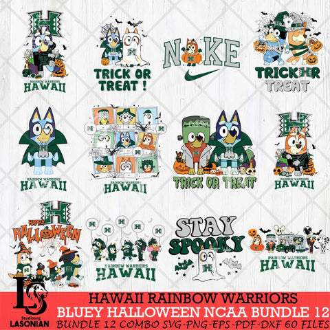 Hawaii Rainbow Warriors Bluey Halloween NCAA 12 SVG Eps Dxf Png File, Bundle NCAA svg, Digital Download, Instant Download