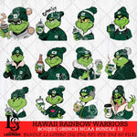 Hawaii Rainbow Warriors Boujee Grinch NCAA Bundle 12 SVG Eps Dxf Png File, Digital Download, Instant Download