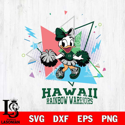 Hawaii Rainbow Warriors Cute Daisy Duck Cheerleader SVG DXF EPS PNG FILE, NCAA File Cut,Digital Download,Instant Download