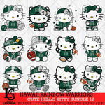Hawaii Rainbow Warriors Cute Hello Kitty Bundle 12 SVG Eps Dxf Png File, NCAA Bundle svg, Digital Download, Instant Download