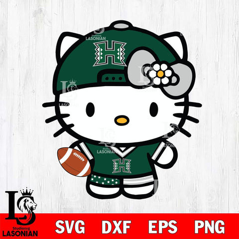 Hawaii Rainbow Warriors Cute Hello Kitty Football 10 Svg Eps Dxf Png File, NCAA svg, Digital Download, Instant Download